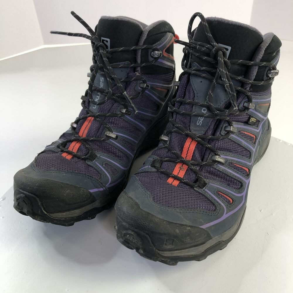 Salomon X Ultra Mid 2 GTX Womens 9.5 Gore Tex Trail Hiking Boots Purple 390399